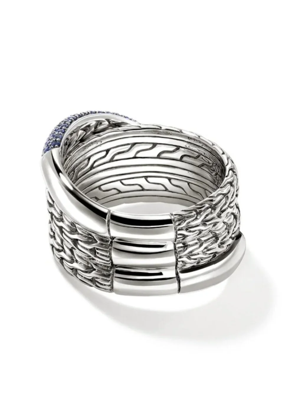 JH Essential Pavé Crossover Ring, Sterling Silver, Gemstones